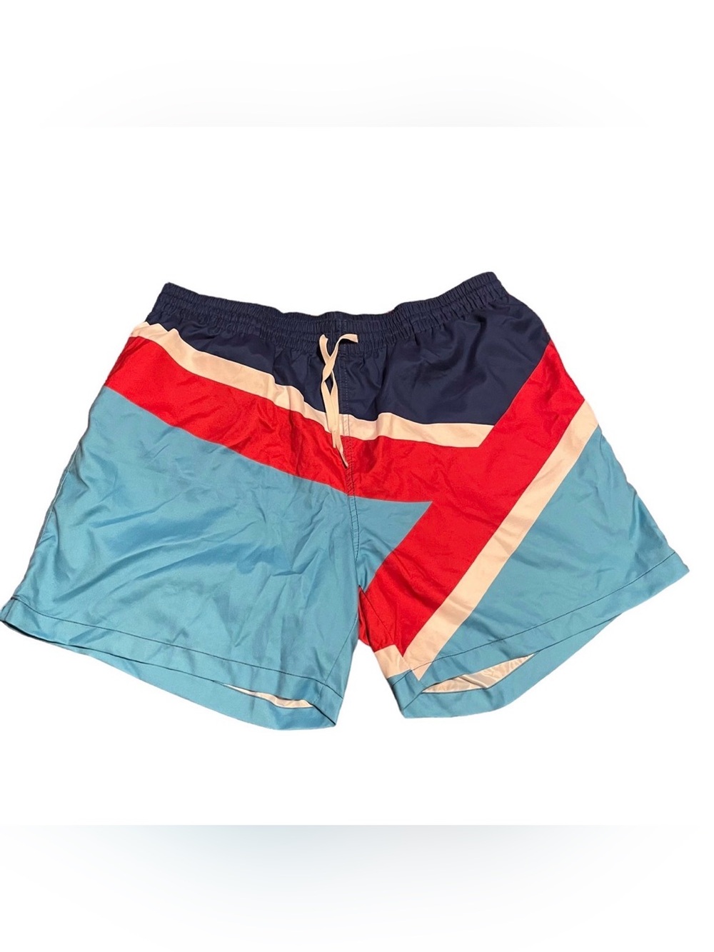 chubbies Light Blue & Red Colorblock Retro Swim Trunks